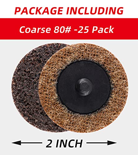 Abrasives 2" Nylon Surface Conditioning Quick Change Sanding Discs with R-Type Backing Coarse 80 Grit - 25 Pack