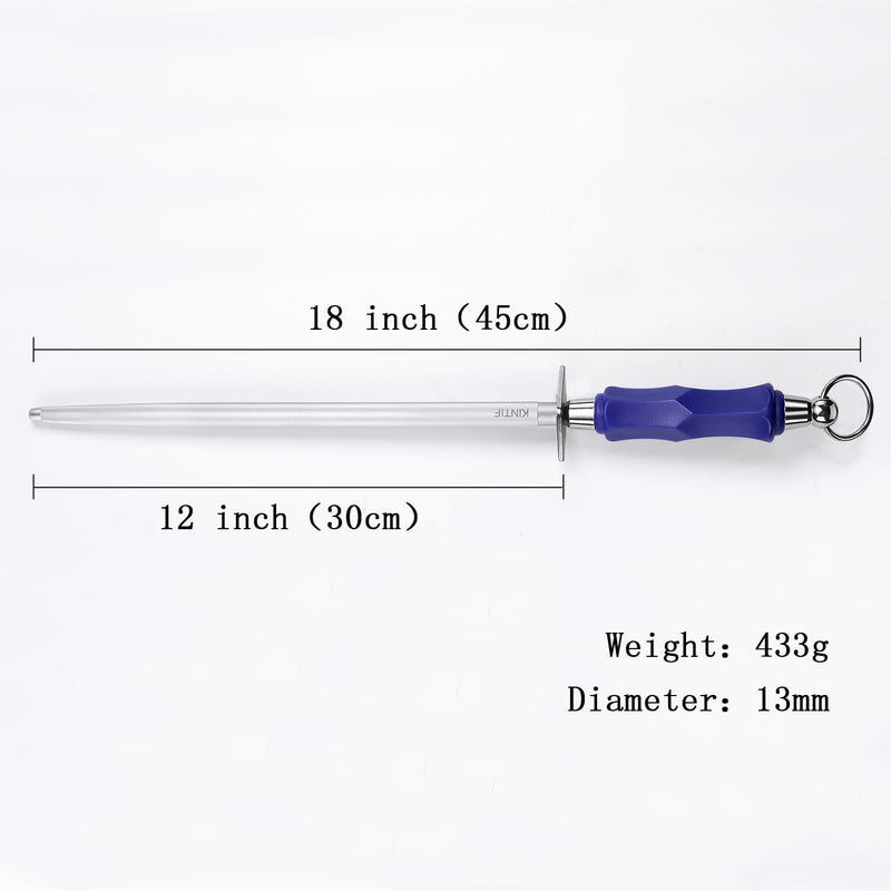 Honing Steel 12 inch Professional Knife Sharpener Honing Rod, Fine Lines, High Carbon Steel, High hardness, Knife Sharpening Steel Round