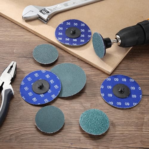 50 Pcs Zirconia Die Grinder Sanding Disc 2", 120 Grit 120 Grit with 1/4" Round/Hex Shank 50