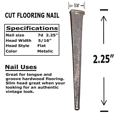 2.25" - (1 lb) Antique Style - Cut Flooring Nails - Authentic Rectangular Head - Great for Historic Preservation or just Wanting that Old World Look (1 lb)