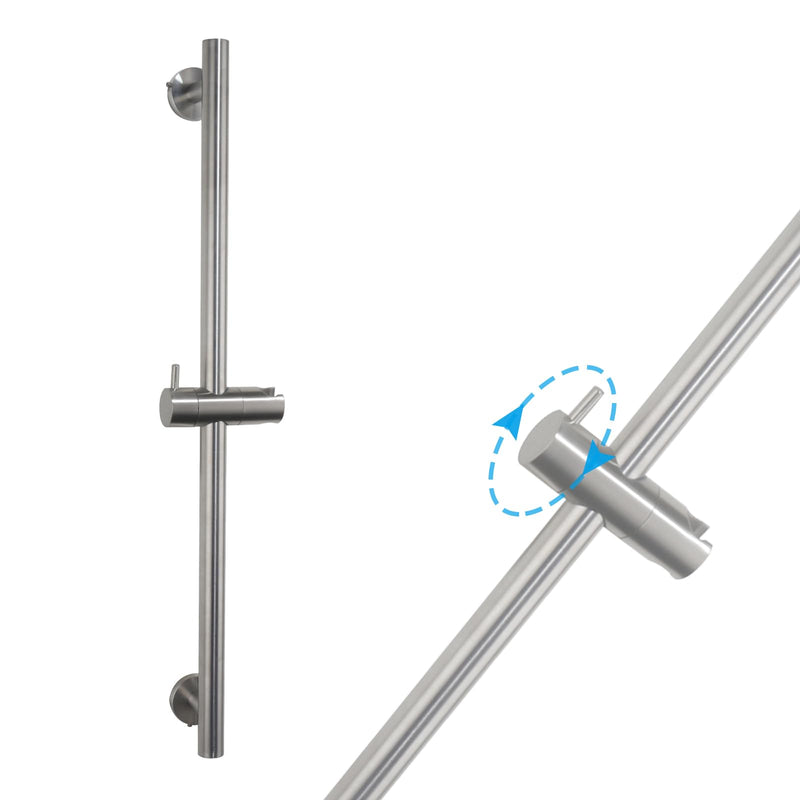 Wall Mount Bathroom Shower Slide Bar with Adjustable Hand Shower Holder Stainless Steel Shower Head Slide Bar, Brushed Nickel