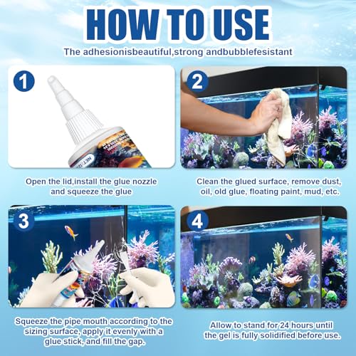 JAOJAO Aquarium Safe Silicone, Underwater Seal 100% Waterproof, Clear 120ml Transparent