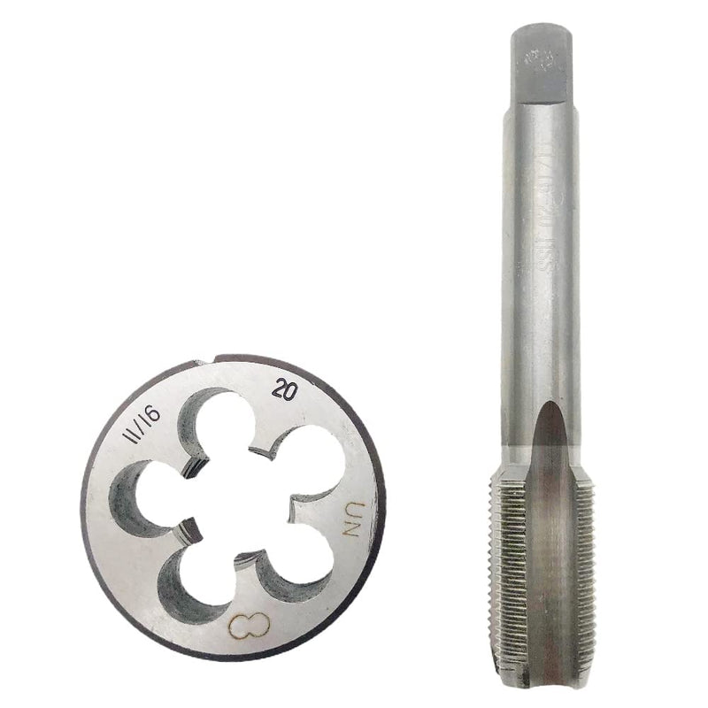 11/16"-20 Tap Die Set RH 11/16-20 Threading Right Hand 11/16X20 Straight | Fluted Machine Cutting 11/16"-20 Tap and Die Set