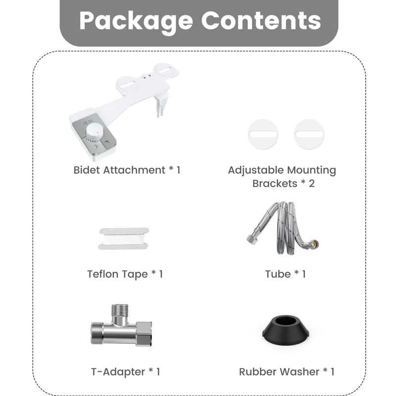 Bidet Attachment for Toilet Ultra-Slim Bidets for Existing Toilets, Non-Electric Bidet Toilet Seat Self-Cleaning Retractable Nozzles Badays for Toilets, Quick & Easy Installation Bedets B012