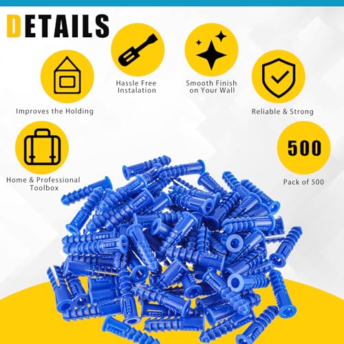 500 Pcs 8-10-12 x 1-1/4 Inch 1 (Blue) Blue 500