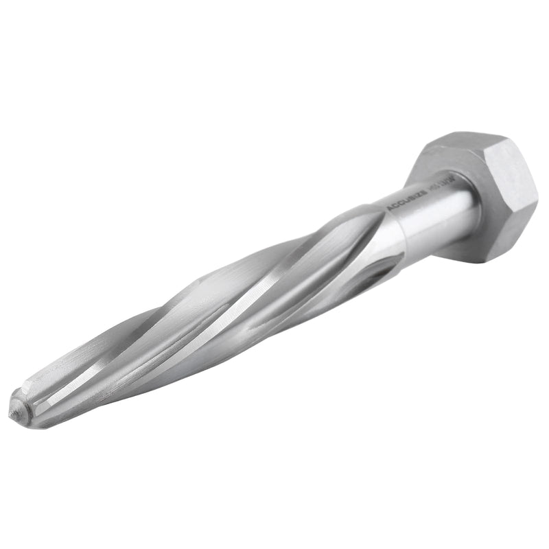 Accusize Industrial Tools H.S.S. Aligning Reamer - 13/16'' Diameter, 5'' Flute Length, 7'' OAL, Hex Shank, Spiral Flute, 0523-6035 | HSS Aligning Reamer, 13/16" Dia, 5" Flute, 7" OAL, Hex Shank, Spiral Flute 13/16 inch