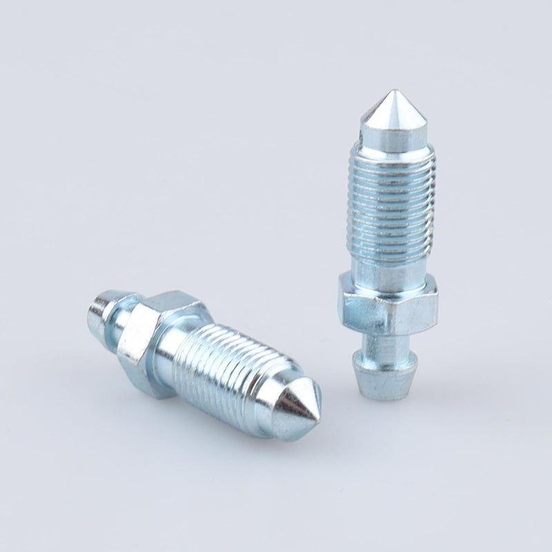 M10 x 1.0 Brake Bleed Nipple Screw Bleeder Fitting Zinc Steel, Pack of 2 M10x1.0