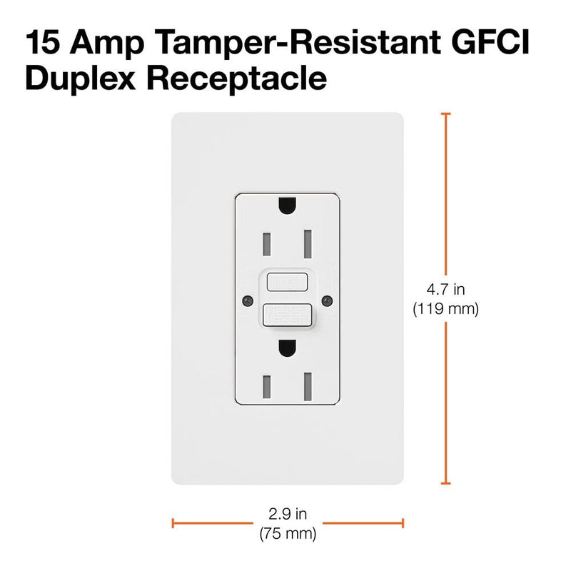 Lutron 15 Amp Tamper-Resistant GFCI Duplex Receptacle in Gray