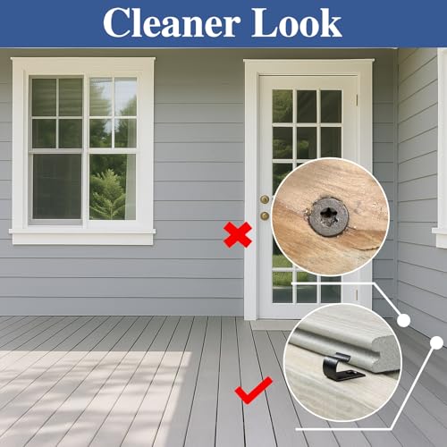 304 Stainless Steel Concealed Floor Starting Fastener Universal Decking Clips with Screws and 2 Drill Bit（50 Pack 50 Pcs