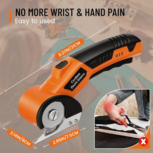 Electric Scissors, Cardboard Cutter, With LED Light, High-Efficiency Brushless Motor, 2000mAh Battery, Tungsten Steel Blade, Suitable for Cloth, Cardboard, Carpet Wire Rope Cutters Orange