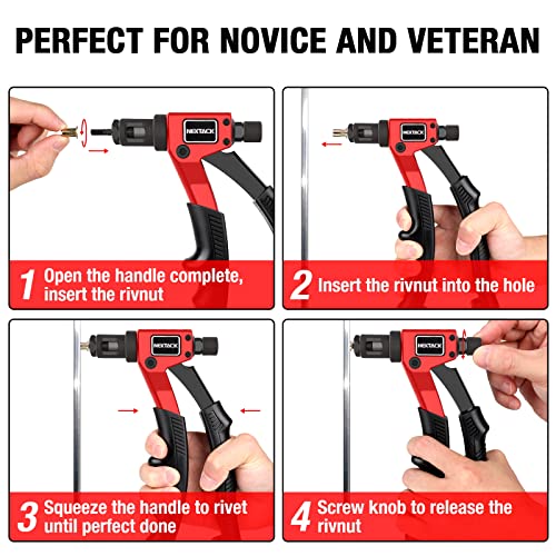 NEXTACK Rivet Nut Mandrel & Nosepiece Set - 8-32/10-24 Sizes + 20 Nutserts | Fits 607 & 1442 Rivnut Tools, NT600/NT700/NT800 Accessories 8-32, 10-24 mandrel & 20 rivnuts