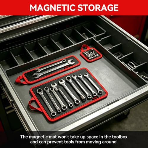 3PCS Flexible Magnetic Tool Mat, Non-Slip PVC Magnetic Tray and Tool Holder, Screws and Auto Repair Tools, Essential Organizer for Garage & Workshop (3PCS Blackish-red) 3PCS Blackish-red