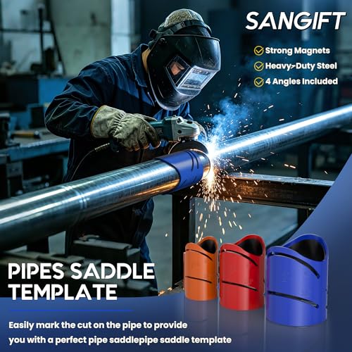 Metal Pipe Cutting Guide Kit, Pipe Cutting Guide Tool, Pipe Saddle Template Cutting Guide, High-Precision Cross｜Saddle Cuts at 22.5°, 45°, 90°, 3 Pack Size 1-7/8", 2-3/8", 2-7/8" 3 Pieces in 3 Sizes