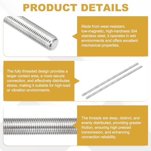 uxcell Fully Threaded Rod M16 x 1.5mm Pitch 250mm/10 inch Threaded M16x1.5mmx250mm