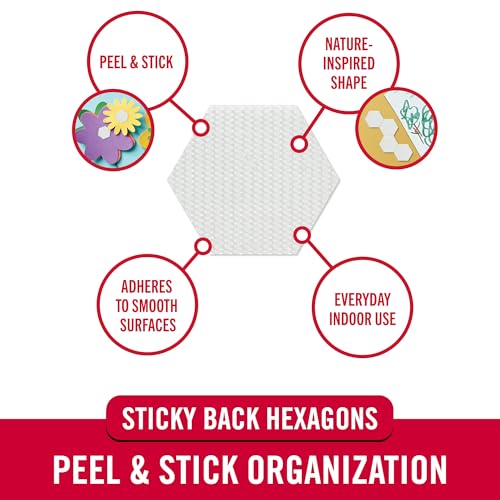 VELCRO Brand Sticky Back Hexagons, Adhesive Dots, White, 3/4 in, 150 Pk 3/4in 150Pk