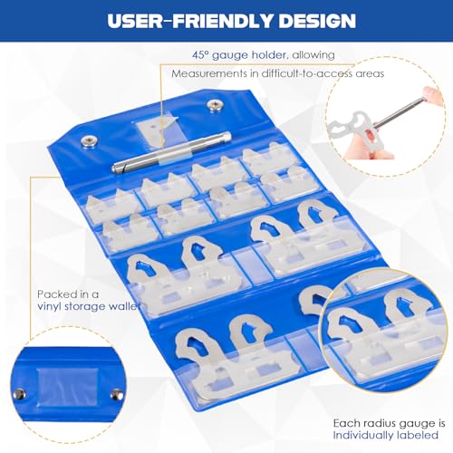 25 Pc Radius Gauge Set 1/64''-1/2'' Gauges with Holder, 3602-5021 25