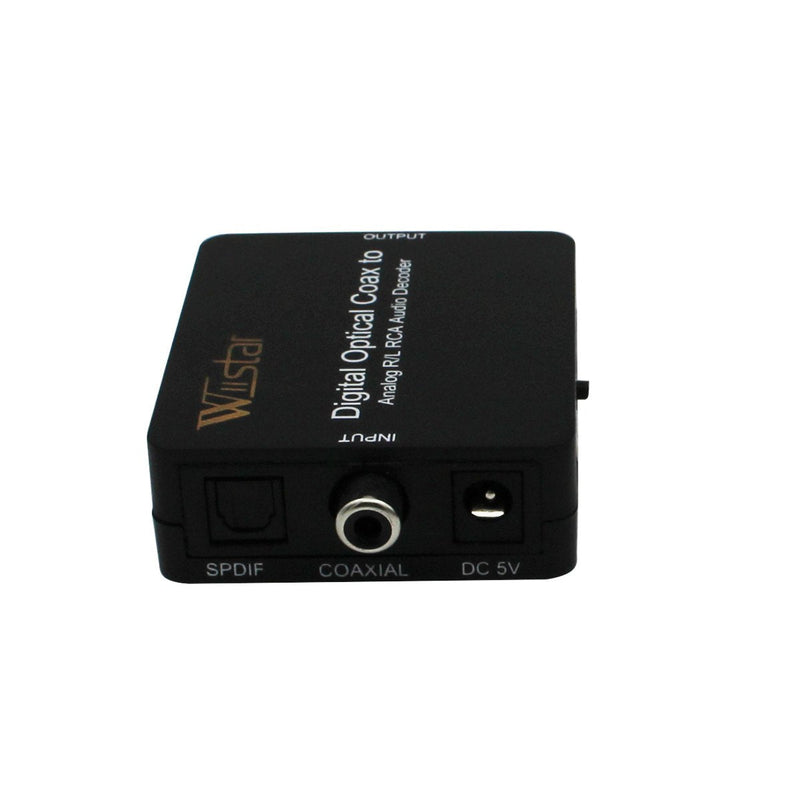Wiistar Fiber Optical Decoder Support AC3/DTS/Toslink Coaxial Digital to Analog Audio L/R Decoder 3.5mm Earphone