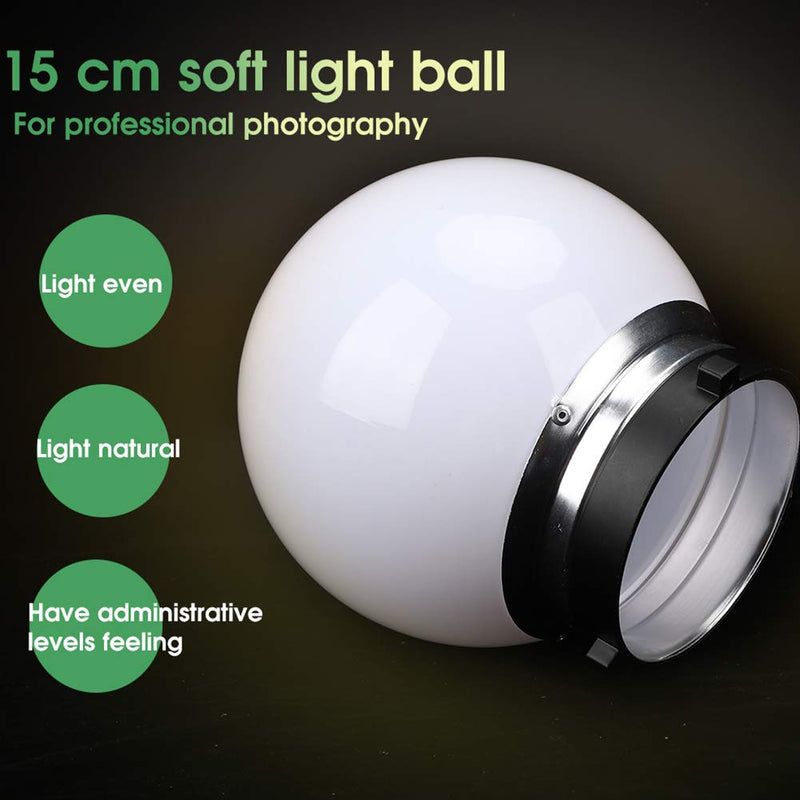 15cm Soft Light Ball, Translucent Flash Lampshade for Bowens Mount Spherical Diffuser Photography Accessory for Portrait Shooting, Advertising Portrait, Art Portrait, etc