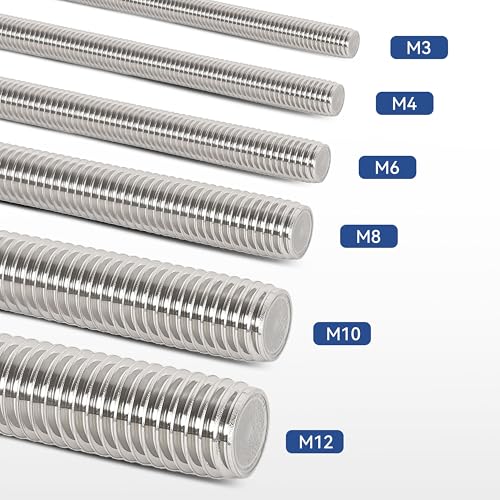 24 Pcs 304 Stainless Steel M12 Threaded Rod, 3.5"(90mm) M12x90mm 24