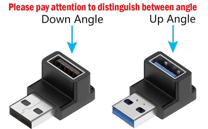 Fidioto 6 Pack 90 Degree USB 3.0 Adapter,Right Angle USB A Male to Female USB L Shape OTG Connector Extender Support Data Sync (5Gbps) or Charge (15W) for PC, Laptop, Mouse, desktops etc