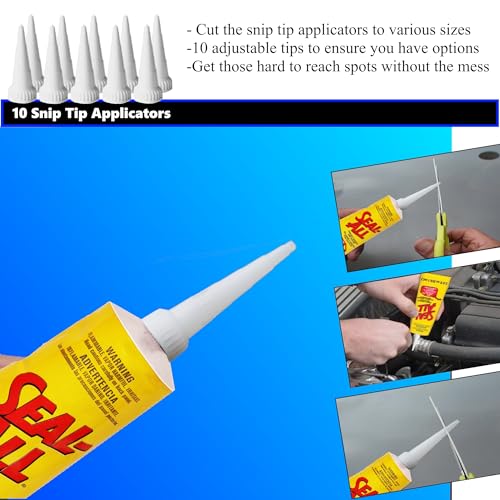 Seal-All Contact Adhesive and Sealant Bundle: 2 fl oz Tube with 10 Snip Tip Applicators and a Set of 5 Plastic Spreader Tools by 203Brands to Provide Optimal Spread on Any Given Angle or Surface