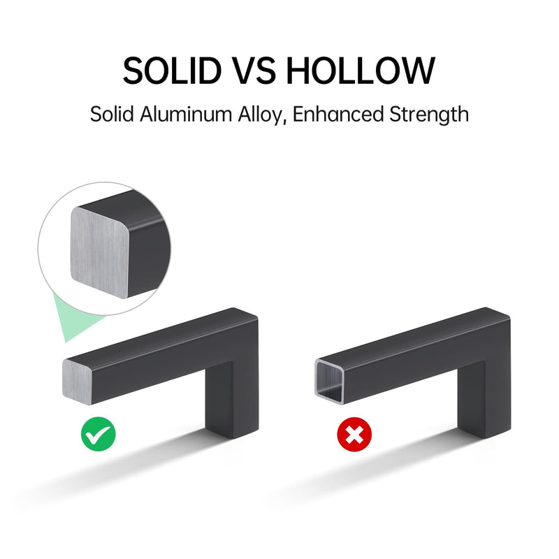 L&lonpa Cabinet Handles 6-1/4 Inch Matte Black Cabinet Pulls, 10 Pack | Kitchen Cabinet Handles, Not Easy to Rust Design, Aluminum, Overall Length 6-3/4 Inch, Classic 6-1/4 Inch Hole Centers