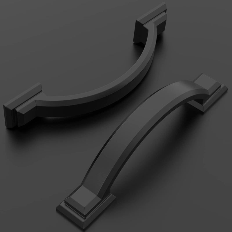 Amerdeco 10 Pack Matte Black Cabinet Pulls 3 Inch(76mm) Hole Centers, Handles for Kitchen Cabinet Hardware, Arch Cabinet Handles for Bathroom Dresser Drawer Handles ZH0016… 3"/76mm Hole Center