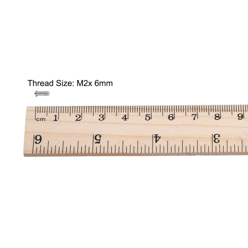 uxcell M2x6mm Phillips Screw Fastener Silver Tone 2.8mm Dia Screw Head for Laptop PC TV Fan Switch 50pcs