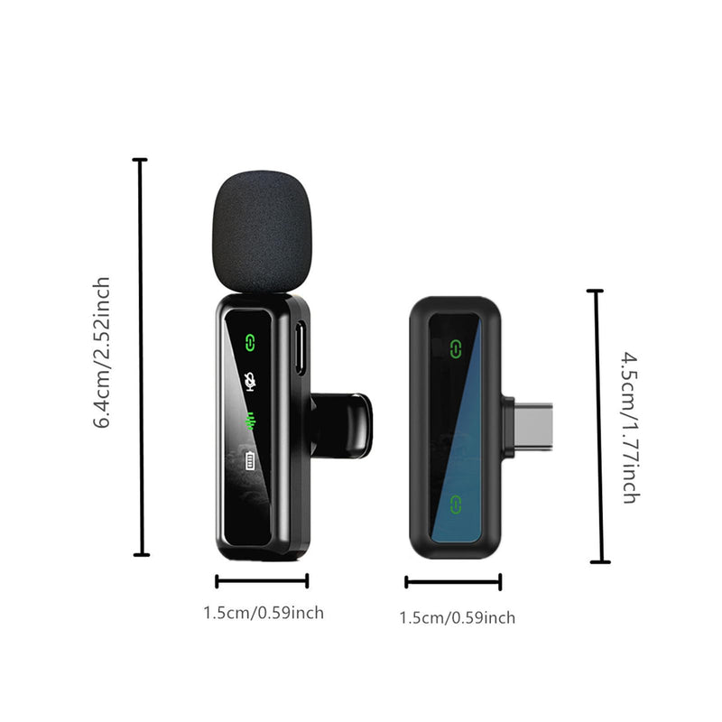 Wireless Lavalier Microphone for iPhone - iPad, Android Phone Computer, Mini Microphone for Live Streaming, Video Recording, Outdoor or Indoor Interviews, YouTube, TikTok, Vlog (Black) black