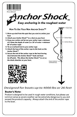 Anchor Shock - Heavy Duty Bungee Line Boat Rope Anchor & Shock Absorber, Accessories for Pontoon, Kayak, Jet Ski Protection (Orange) [40in Stretches to 70in] - Made in USA Orange 40"