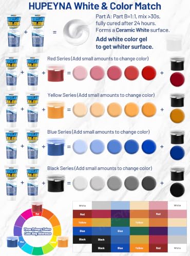 Tub Repair Kit White, Waterproof Porcelain & Tile Repair Paste, Color Match