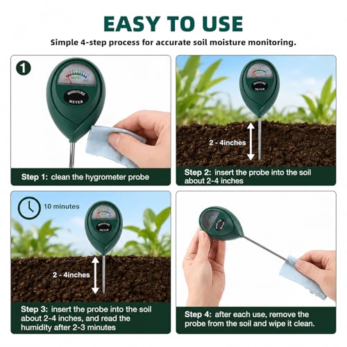 2 Pack 40cm Soil Moisture Meter, High Precision Garden Plant Moisture Meter