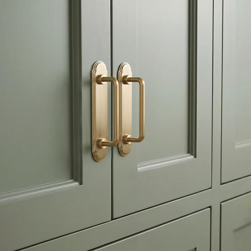 Goo-Ki Champagne Bronze Cabinet Pulls with Backplate, 3 Inch Hole Centers, 2 Pack Modern Transitional Drawer Handles, Zinc Alloy Hardware for Kitchen Cupboard, Bathroom Vanity, Dresser 3" Center to Center Orbit Rim