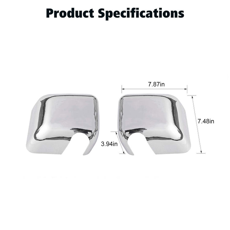 Rearview Mirror Cover Trim Shell Kit Car Rear View Mirror Exterior Decoration Accessories for Jeep Wrangler JK JKU 2007-2017,Chrome Chrome