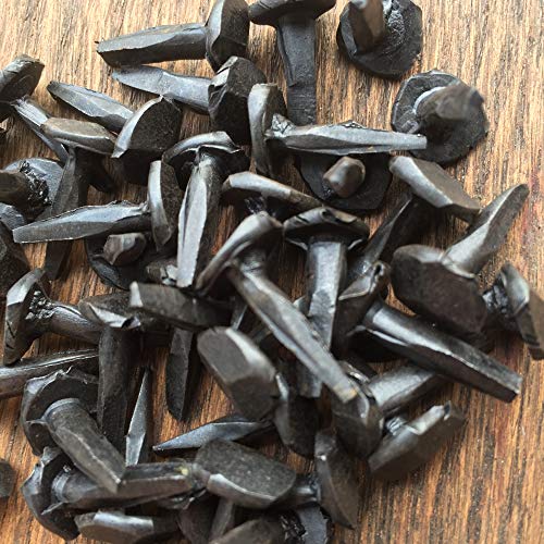 (1 lb) 5/8" Wrought Rose Head Clavos Nail – Antique Black Forged Iron Faceted Head – Decorative Accent for Cabin, Shutter, Barn Door, Furniture & Rustic Restoration - Approx 275 nails