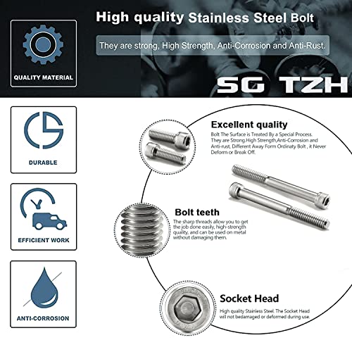 1/2-13 x 3-1/2" Socket Head Cap Screws Bolts, 20Pcs 304 Stainless Steel 18-8, Allen Socket Hex Drive, Full Thread, Bright Finish by SG TZH(with Hex Spanner) 20 1/2-13 x 3-1/2"