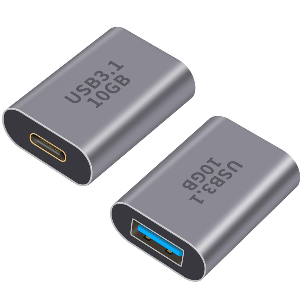 Poyiccot USB A to USB C Adapter, 2Pack USB C Female to USB Female Adapter, 10Gbps USB A Female to USB C Female Adapter Bi-directional (USB 3.1 Type C Gen2) Compatible for iPhone, MacBook Pro, Laptop USB A to USB C Extender- 2pack