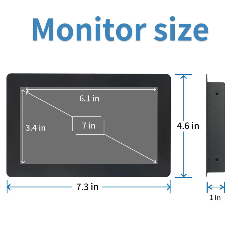 7 inch Touch Security Monitor & Displays, HD/BNC/AV/VGA/USB Input, 1024 * 600 Resolution, Built-in Dual Speakers Portable LCD Touch Monitor, Suitable for Game PC DVD DSLR CCTV 7 inch Touch Monitor S707H