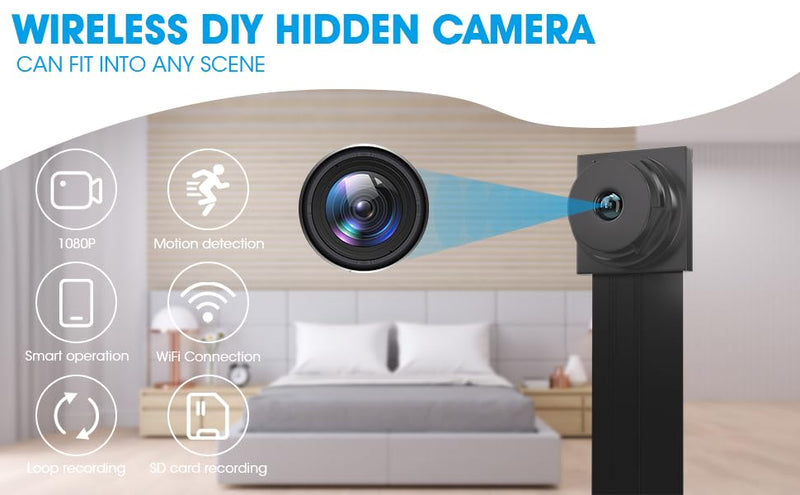 Wireless DIY Hidden Camera Portable 1080P HD WiFi Remote Real-Time Mini Spy Camera Nanny Cam Security Camera for Indoor Security