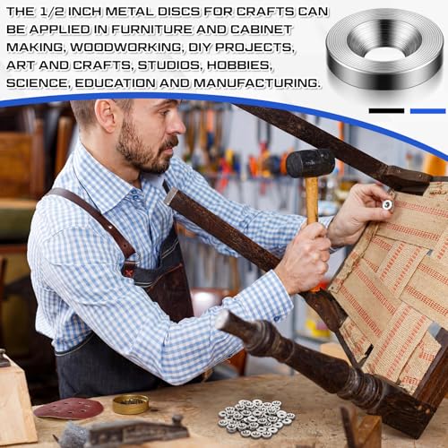 LEIFIDE 200 Pack 1/2 Inch Countersunk Steel Disc, Blank Metal Strike Plates/Washers