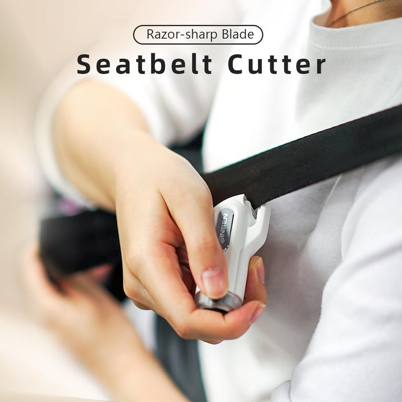  [AUSTRALIA] - SINSEN Car Safety Hammer, 2-Pack Window Glass Breaker & Seatbelt Cutter, Emergency Keychain, Automotive Escape Kit and Survival Tool for Land/Underwater, Pink & White