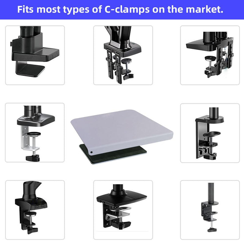 Steel Monitor Mount Reinforcement Plate,Steel Bracket Plate for Thin, Glass,and Other Fragile Desktop，Fits Most Monitor Stand C Clamp Installation On Market White-2