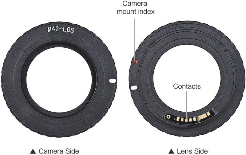M42-EOS Lens Mount Adapter Ring with 9th Gen AF Confirm Chip, M42 42mm Screw Mount Lens to EF/EF-S Mount Camera for Canon EOS 5D Mark III/II, 5D3, 5D2 6D, 7D, 60D, 70D, 77D DSLR Cameras