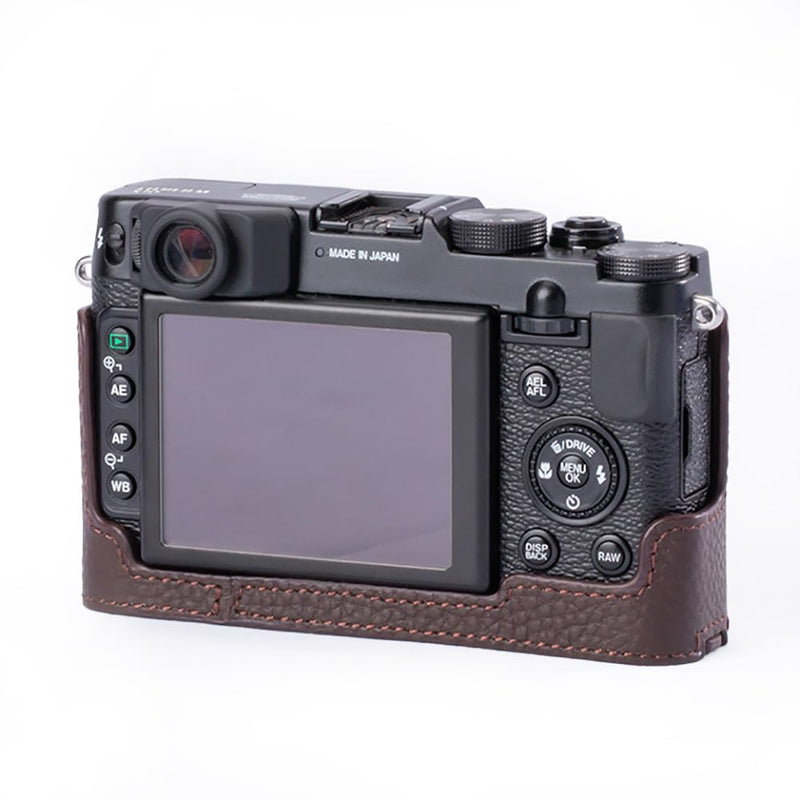 Handcrafted Genuine Leather Camera Case Retro Style Half-Wrap Camera Case For FUJIFILM X10 X20 (Mocha Brown) Mocha Brown