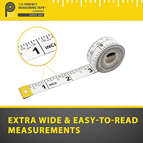 Perfect Measuring Tape All-Purpose 60 Inch Double Sided Fractional Inches and Millimeter/Centimeter Tape Measure TR-16-frac (60 inch White) (Pack of 3) 1.6 m (Pack of 3)