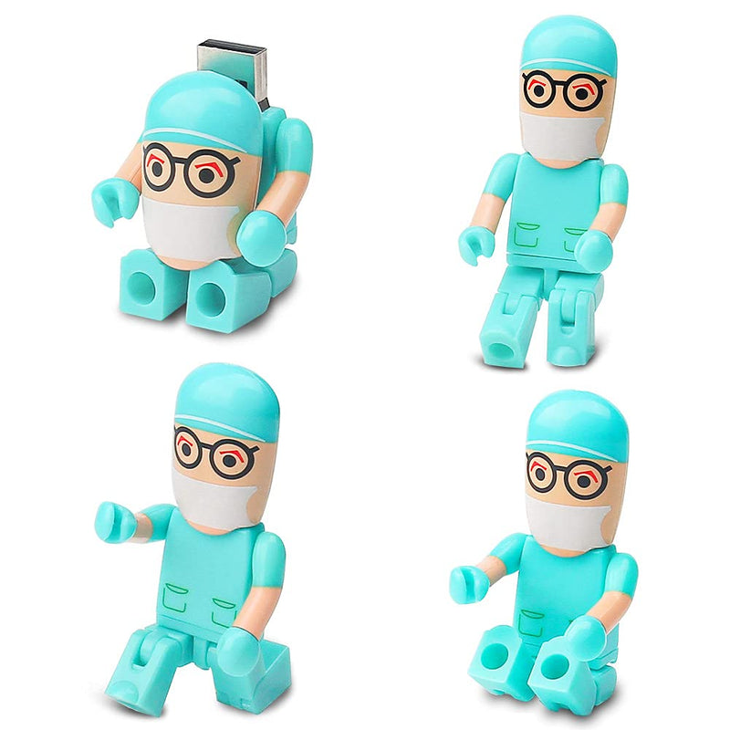 LEIZHAN Cute USB Flash Drive Character Thumb Drive for Kids Students Gift Pendrive (32GB, Doctor in Green) 32GB Doctor (Green)