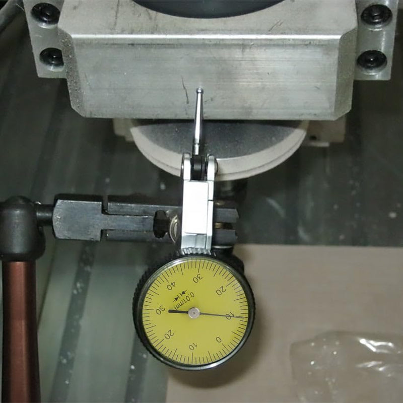 Dial Test Indicator Gauge 0-0.8mm, 0.01mm Accuracy, Lever Dial Test Indicator Gauge 0-40-0 Scale Yellow Dial Face with Installation Accessories 6mm/ 8mm Sleeves