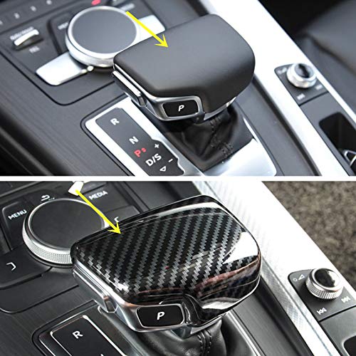 Sport Style Carbon Fiber Print Gear Shift Knob Cover Trim for Audi A4 B9 A5 Q5 Q7 S4 S5 SQ5 2017 2018 2019 (Carbon Fiber Print)