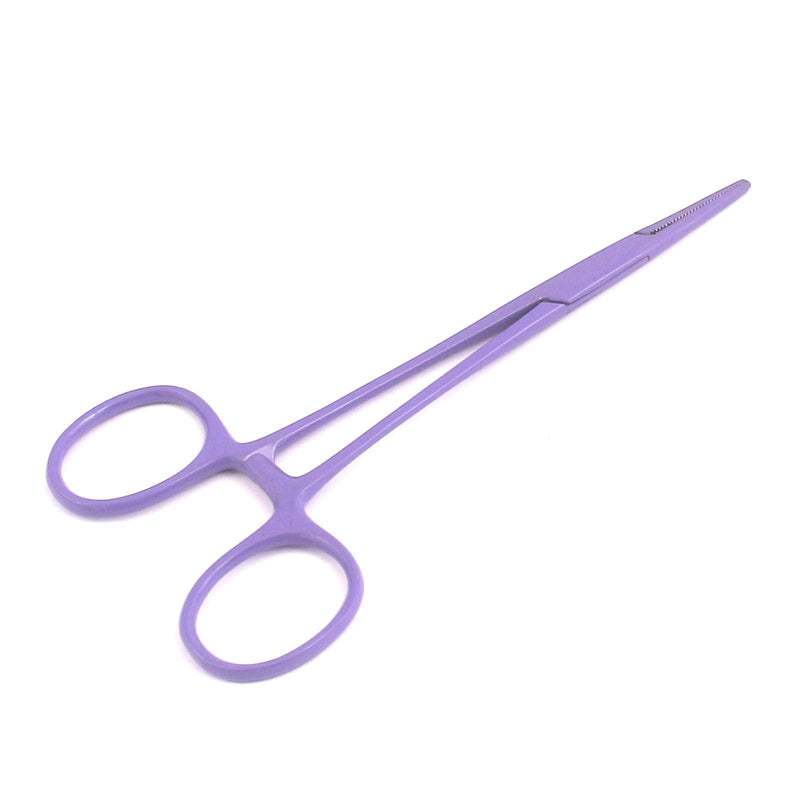 OdontoMed2011® Colourful Stainless Steel Hemostat Hemostatic Forcep, Ear Hair Pull Forcep (5" Straight, Full Purple) 5" Straight