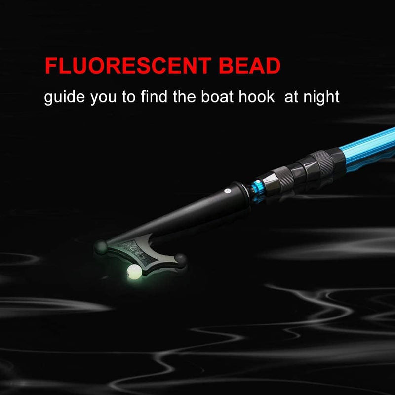 SANLIKE Telescopic Boat Hook for Docking, Extendable Marine Docking Pole with Luminous Design, Rust-Resistant Aluminum, Non-Slip Handle, Lightweight Boat Accessories for Kayak Fishing Pontoon blue